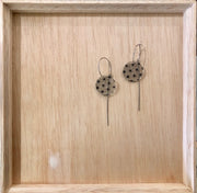 Long Ear Pin Brass Earrings—ASANOHA PATTERN—BLACK