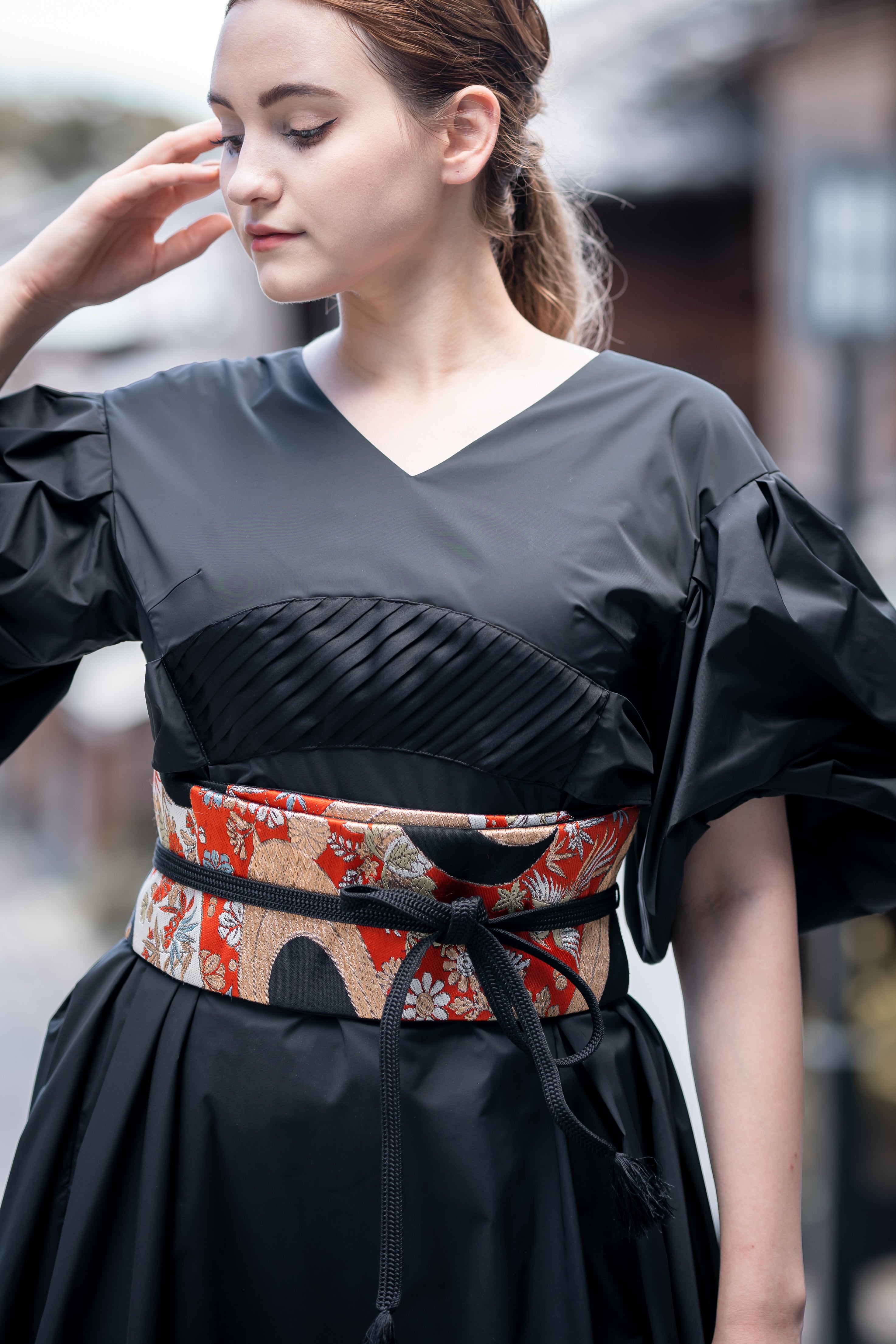 red and black kimono dress Black Red Kimono Dress for Women | Japanese Style Long Robe | Elegant Maxi Dress
