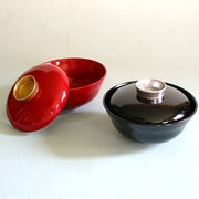 pair urushi soup bowl gold and silver