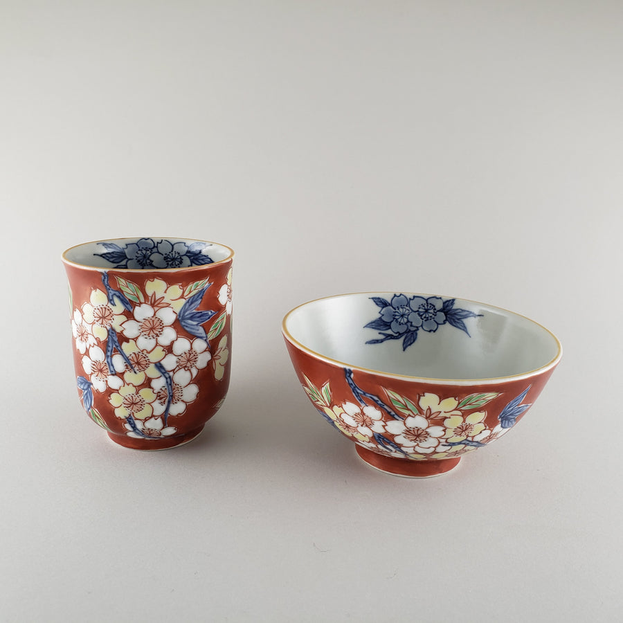 Tea cup and Rice bowl set CHERRY BLOSSOM