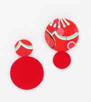 Kimono Fabric Earrings—COTTON—RED