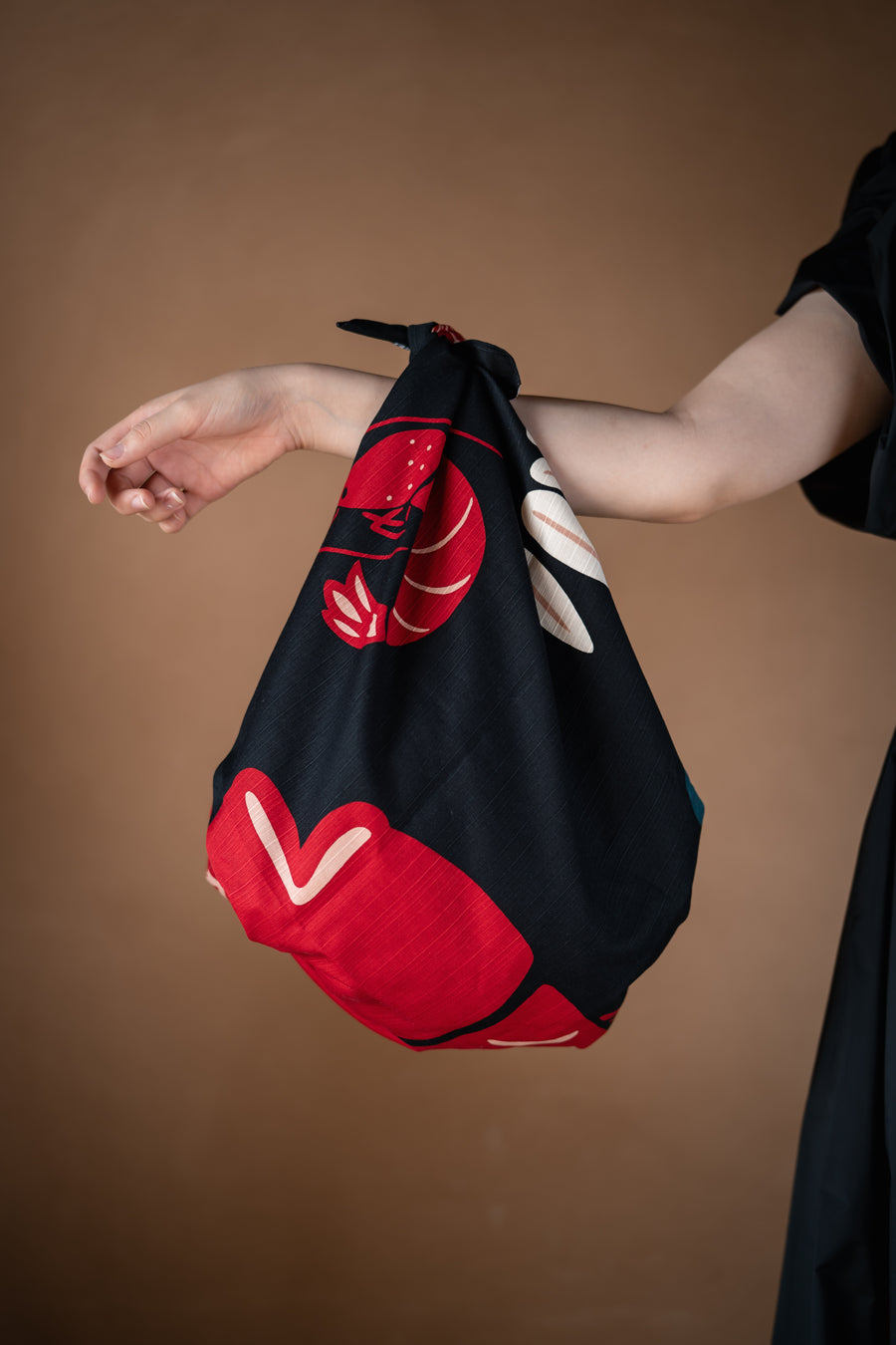 Furoshiki—MEDETAI PATTERN—BLACK & RED
