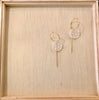 Long Ear Pin Brass Earrings—ASANOHA PATTERN—WHITE