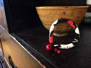 Kimono Fabric Bracelet—18 cm—BLACK & RED