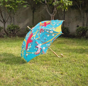 Parasol (Higasa)—HANAKUI BIRD PATTERN—BLUE