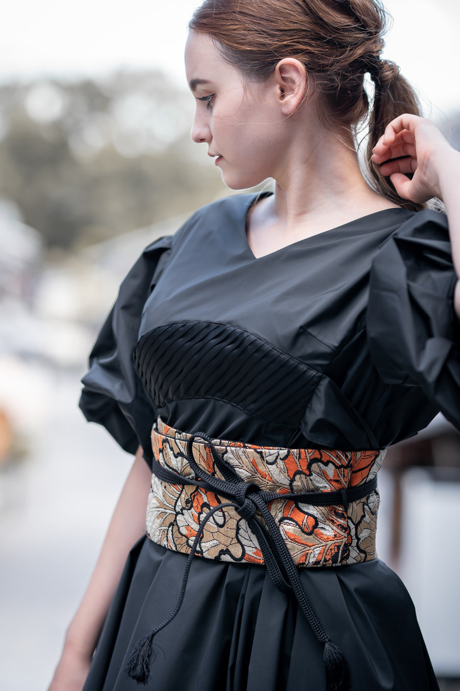 Yui Kimono Belt (Obi)—BLACK