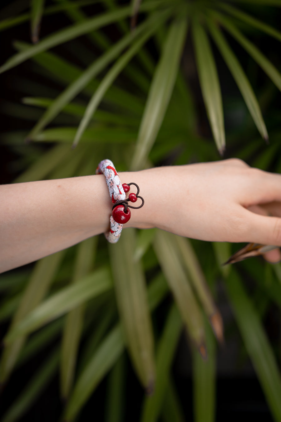 Kimono Fabric Bracelet—18 cm—RED