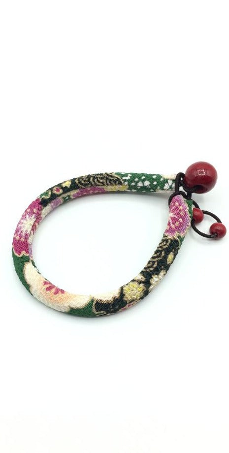 Kimono Fabric Bracelet—18 cm—GREEN