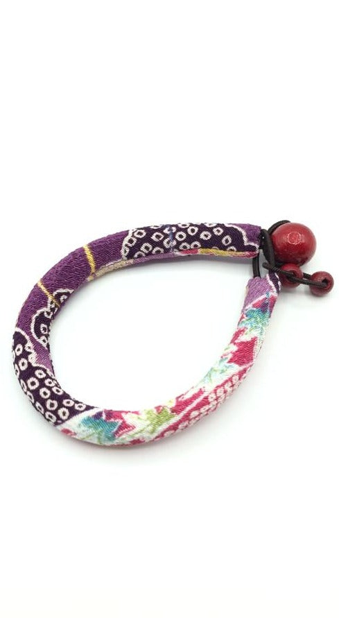 Kimono Fabric Bracelet—18 cm—PURPLE